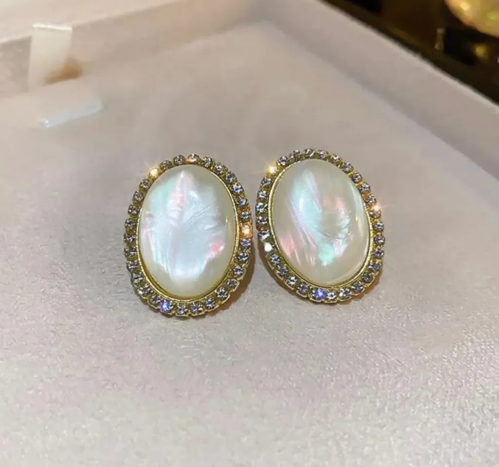 [Koreanear-012] Monalisa opal oval earrings