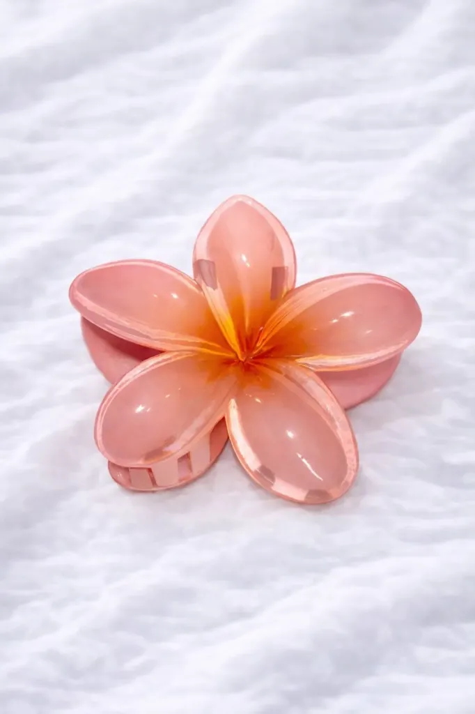 [Claw-006] Peach L size flower claw clip