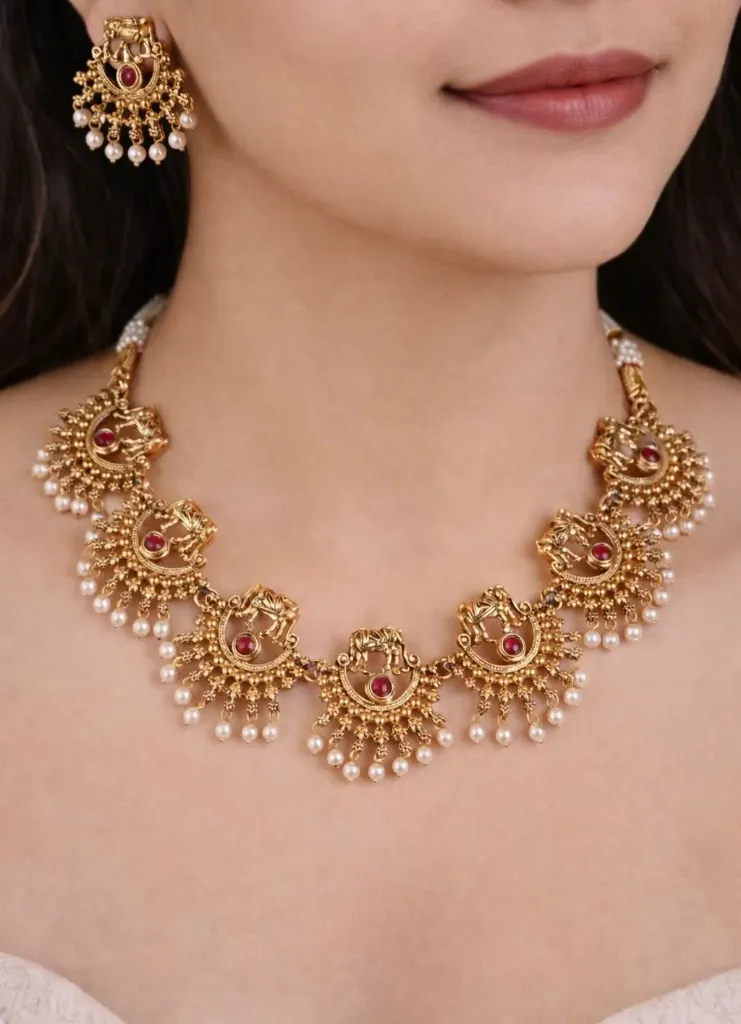 [Necklace-003] Rajvi Pearl Temple Haar