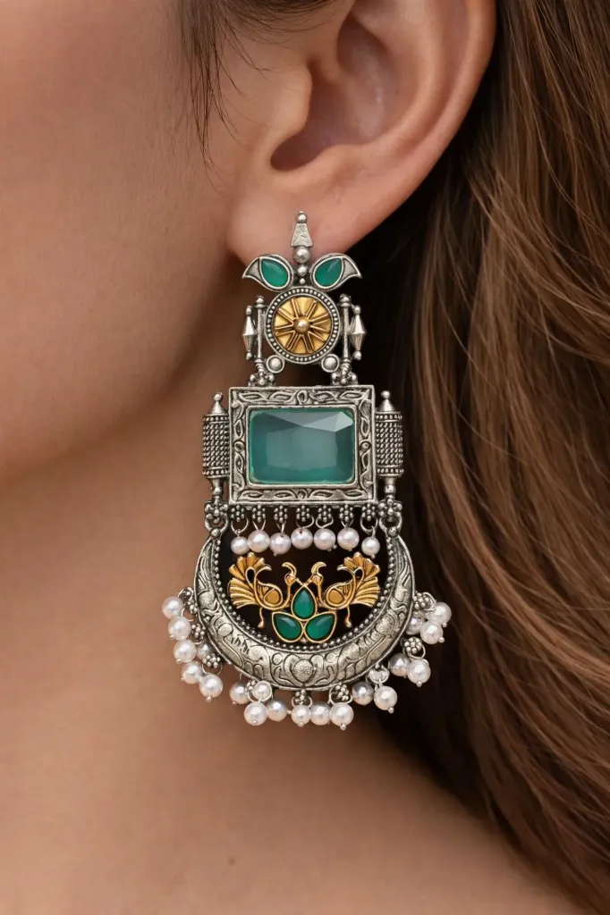 Emerald Aura Statement Earrings
