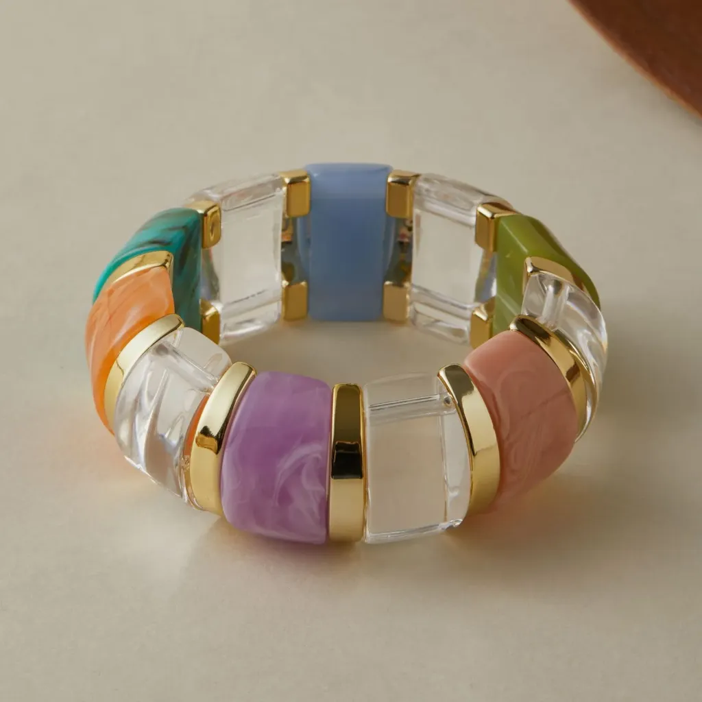 Multicolour resin marble bracelet