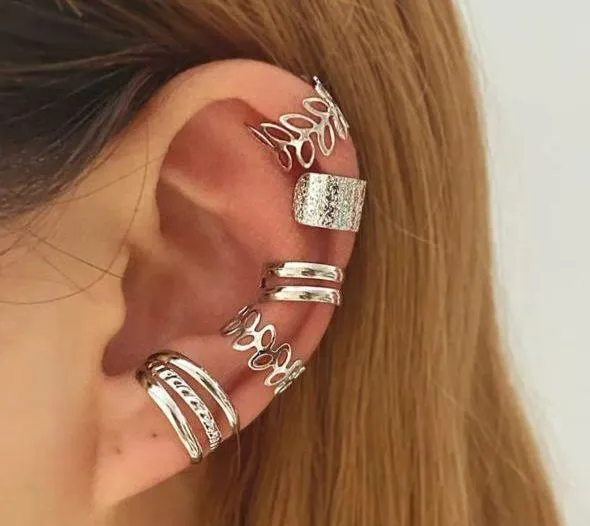 Silver earcuff set no piercing required