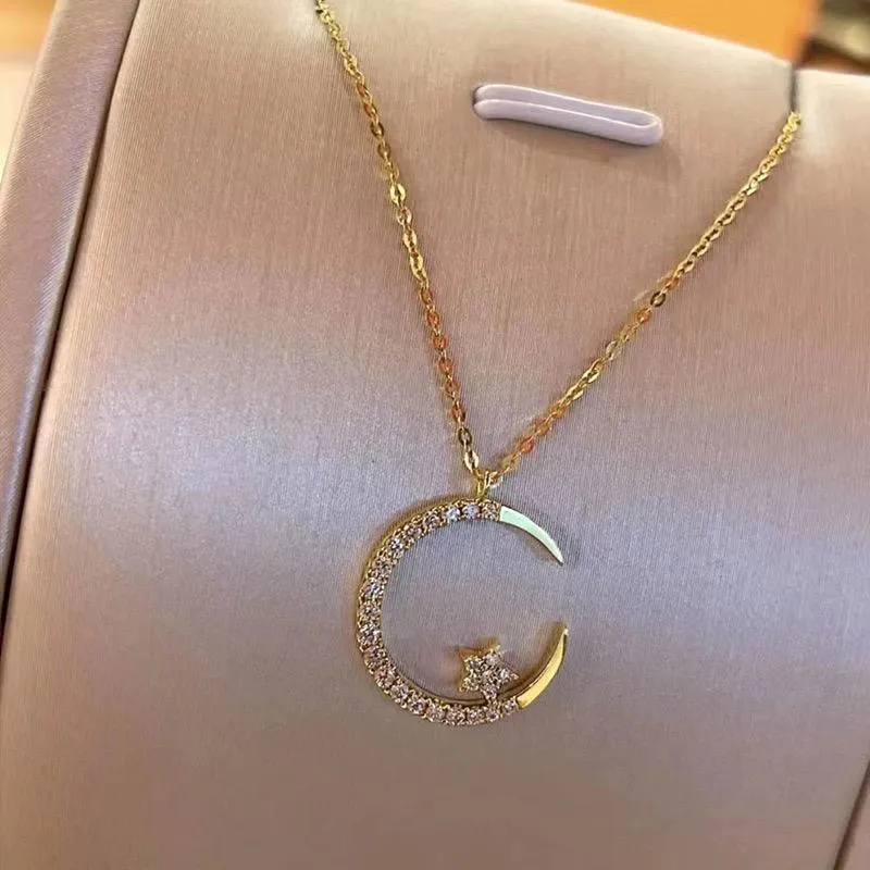 Moon & Star Pendant Necklace