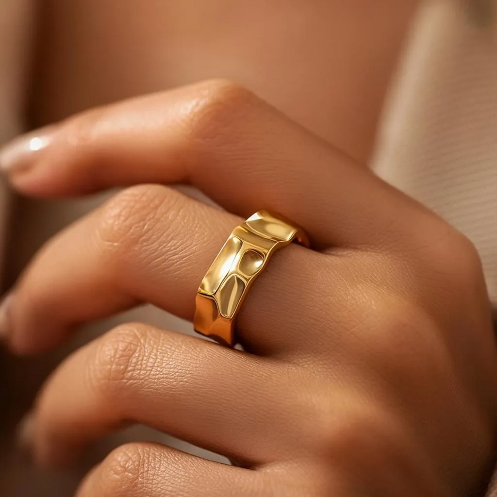 Antitarnish gold finish adjustable ring