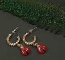 Red bug minimal earrings