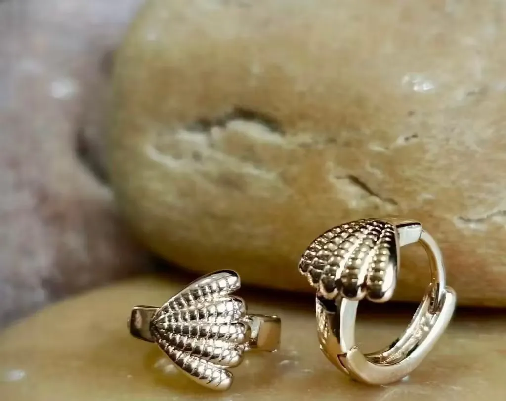 Mini shell gold finish earrings