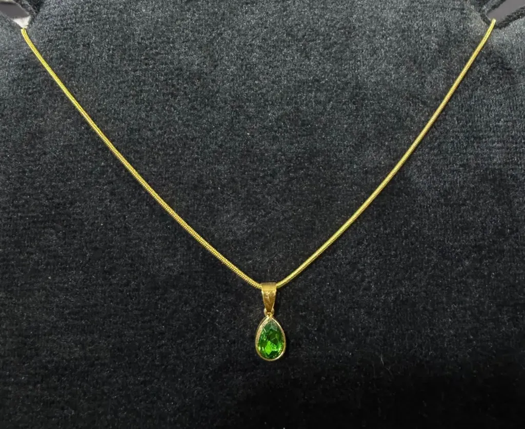Green tear drop necklace