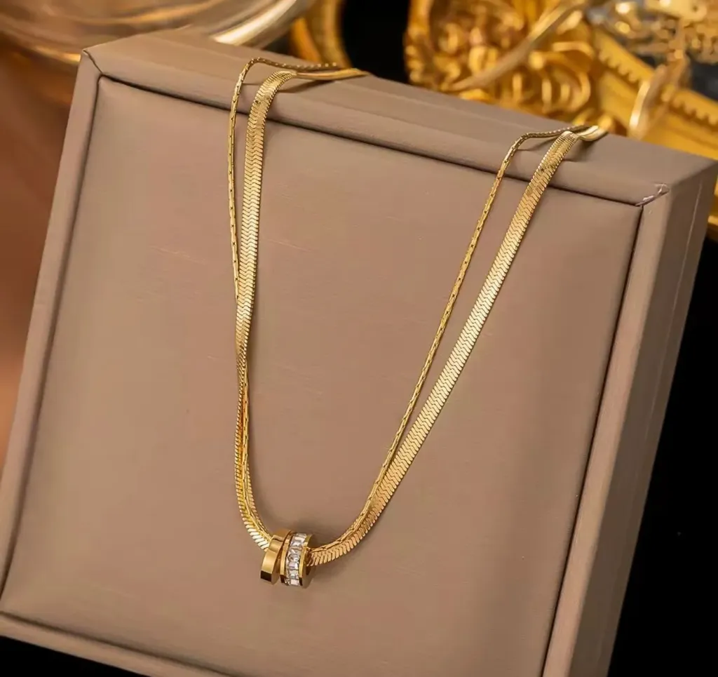 Snake double layered diamond necklace