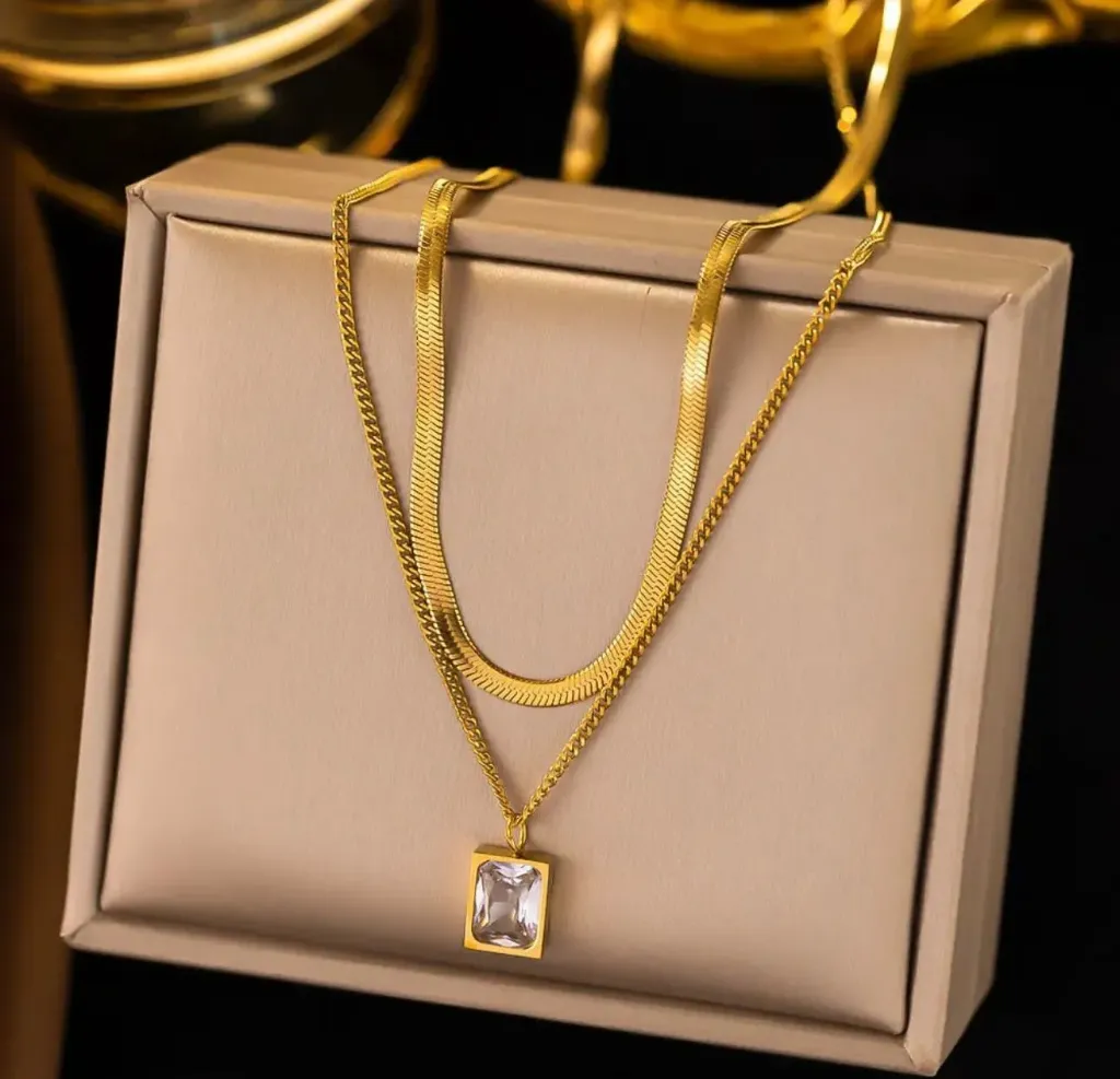 White emerald two layer necklace